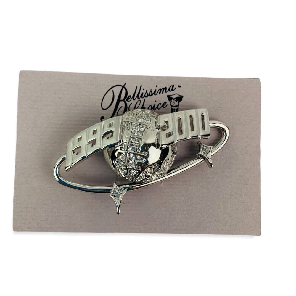 Vintage 1999 Bellissima Choice Silvertone Pin Brooch "1999-2000" 2.5"l x 1.5"h